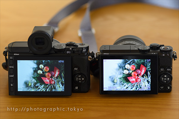 Nikon-1-V3とJ5モニター比較